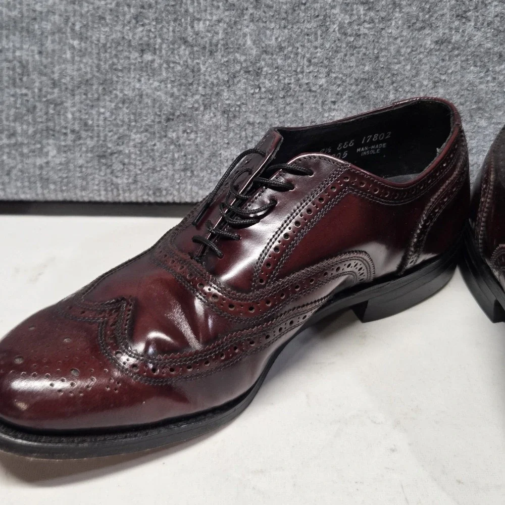 Vtg Florsheim Worthmore Longwing Brogue Oxblood Burgundy USA Dress Shoes 9.5 3E